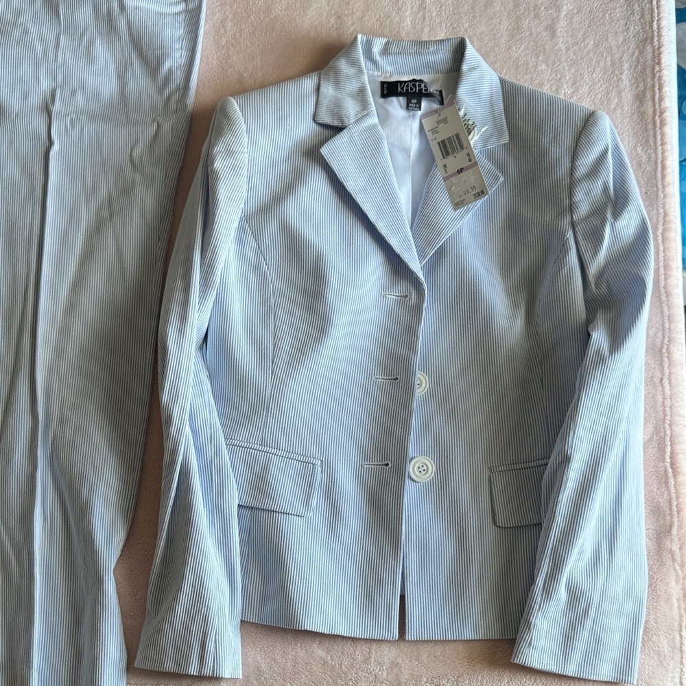 Kasper Soft Blue Pinstripe Blazer
